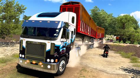 Cruzamos Un Rio Con Una Mega Carga Camión FREIGHTLINER ARGOSY Ruta