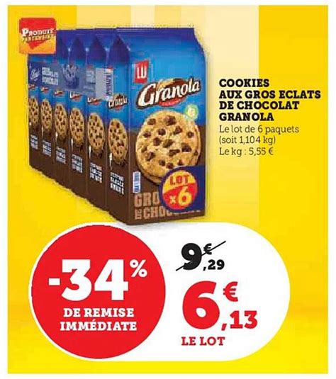 Promo Cookies Aux Gros éclats De Chocolat Granola chez Super U