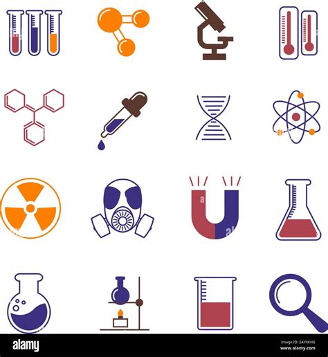 Color Chemistry Research And Science Vector Icons Chemistry