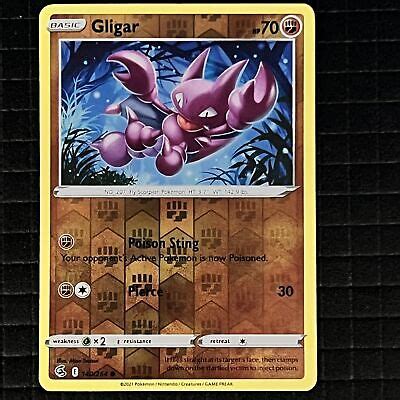 Gligar Swsh Fusion Strike Pokemon Reverse Holo Common Card Ebay