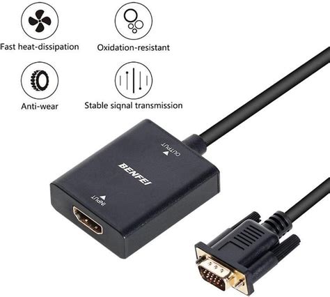 Benfei Hdmi To Vga Adapter Female To Male With 3 5mm Audio Jack