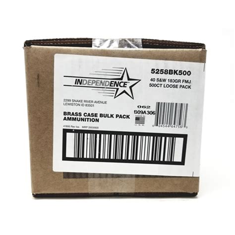 CCI Independence 40 S&W Ammo 180 Grain FMJ 500 Rounds Bulk Loose Pack ...