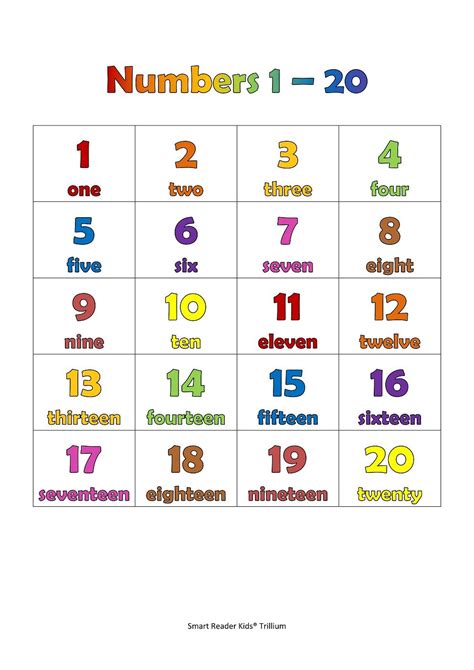 Number Chart 1 20 Free Printable Printable Word Searches