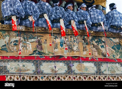 Musicians On The Float During Kyoto Gion Matsuri Kyoto Japan Stock