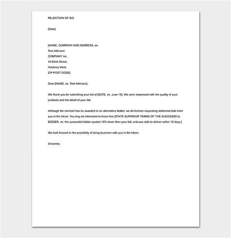 Rejection Letter Template 38 Free Samples And Formats