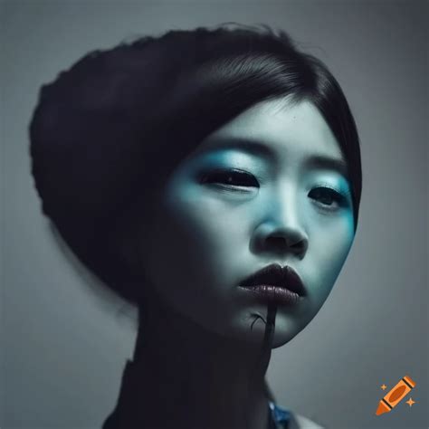 Surreal Photo Of An Enigmatic Asian Woman With Captivating Eyes In A Moody And Dark Fashion