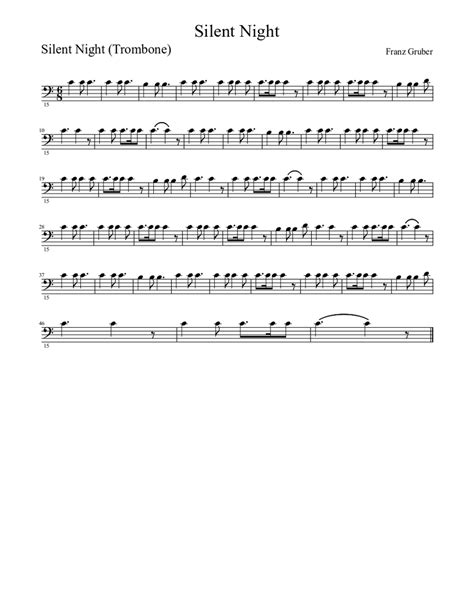 Silent Night Trombone Sheet Music For Trombone Solo