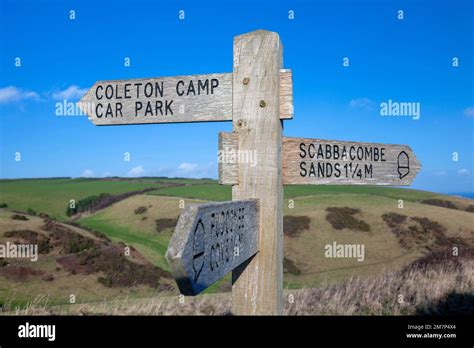 Europe Uk England Devon Near Kingswear Wooden Signpost On The