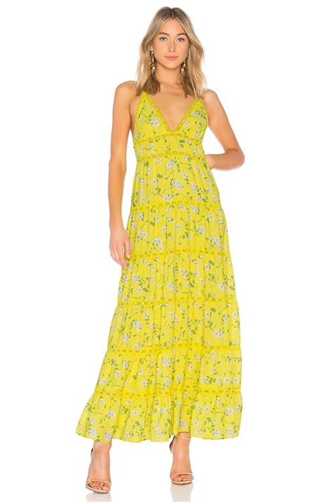 Alice Olivia Karolina Maxi Dress In Spring Primrose Lemon REVOLVE