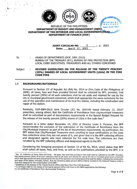 Dbm Dilg Joint Circular No Tfi E Republic Of The Philippines