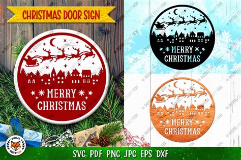 Merry Christmas Door Round Sign SVG Graphic By Digital Craftyfox