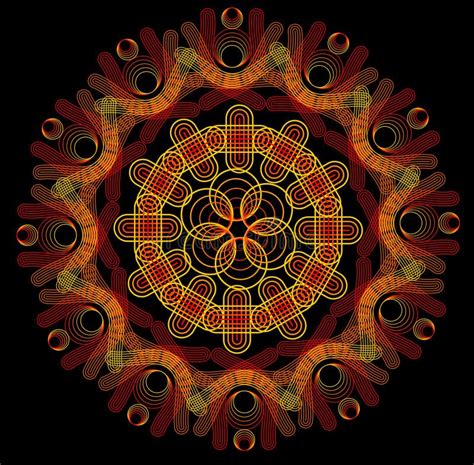 Fire Mandala On A Dark Background Stock Vector Illustration Of