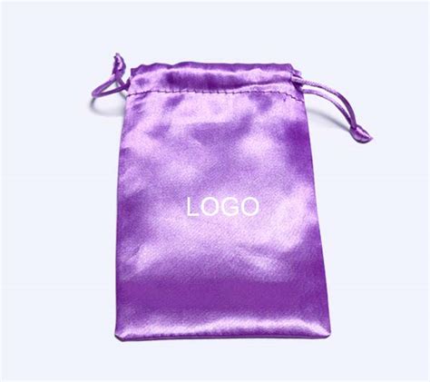 Purple Satin Drawstring Bag Custom Logo