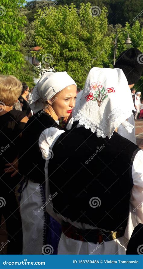 Serbian Folklore Dancing Around The Fountain In Beautiful Medical Spa