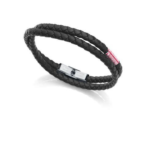 Pulsera Viceroy Air Hombre Piel Trenzada Negra Y Acero Inoxidable