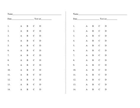 Blank Multiple Choice Answer Sheet Template Templates Loyalty Card Template Folder Templates