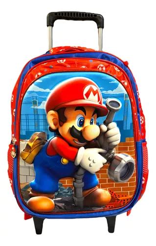 Kit Mochila Mario Bros Rodinhas Infantil Lancheira Estojo Frete grátis