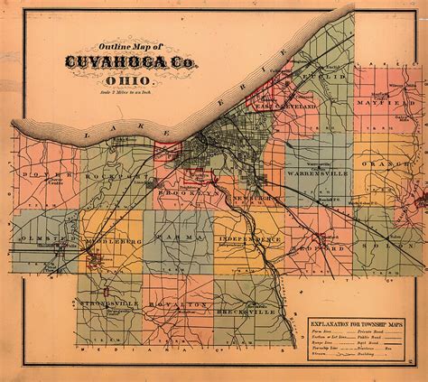 Map of Cuyahoga County Ohio 1874 Drawing by Mountain Dreams | Fine Art ...