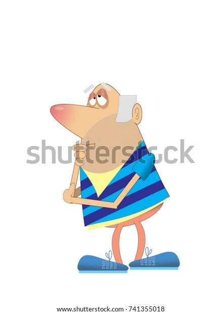 Old Man Thinking Stock Illustration 741355018