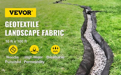 Vevor Garden Weed Barrier Fabric 8oz Heavy Duty Geotextile Landscape Fabric 10ft X 100ft Non