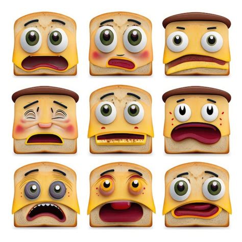 Emoticono Expresivo Cara Pan Emoji Foto Premium