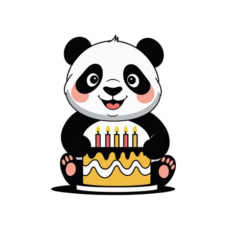 Adorable Panda Bear Birthday Cake Fun in Transparent Background