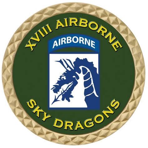 ARMY XVIII 18TH AIRBORNE CORPS SKY DRAGONS 1.75" CHALLENGE COIN ...