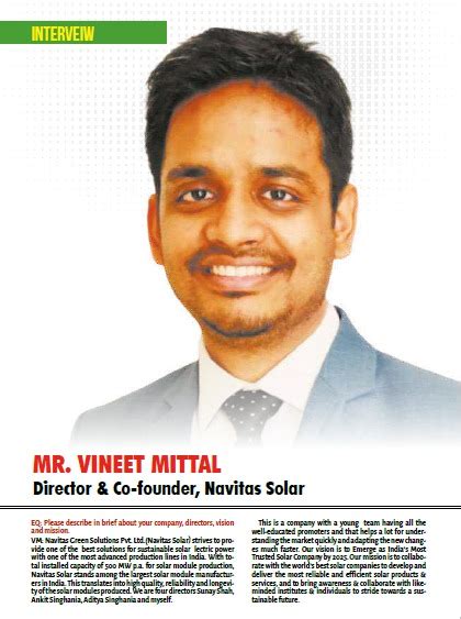 Vineet Mittal Shares Solar Trends In Eq International 2022