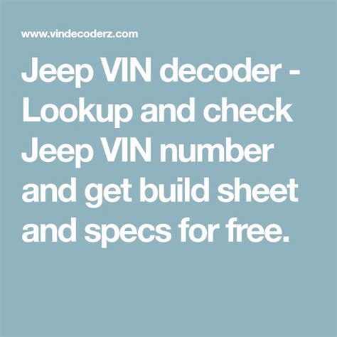 Vin Lookup Jeep Wrangler