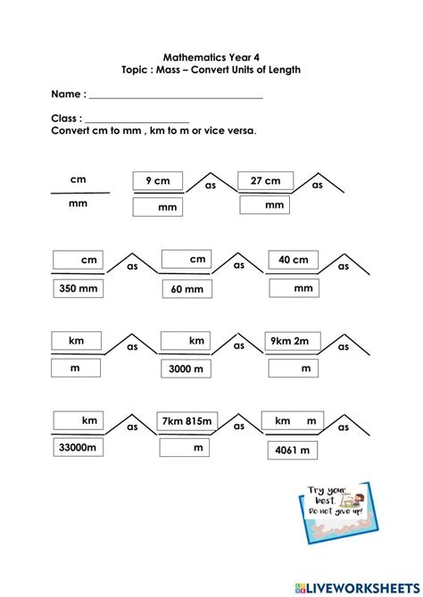 Length online pdf worksheet for 4 | Live Worksheets