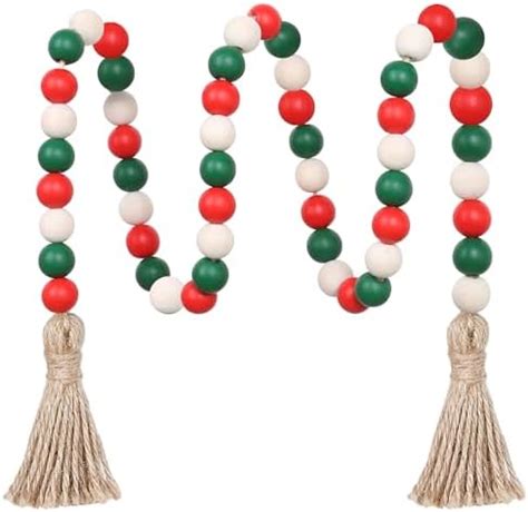 Amazon Farmhouse Beads Wood Bead Garland With Tassels Rustic