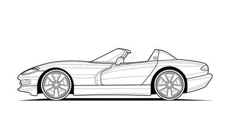 Coloring Pages for Adults Drawing. Line Art Car Cabriolet Picture. Black Contour Illustrate ...