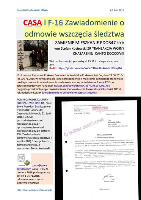 Casa I F Zawiadomienie O Odmowie Wszczecia Sledztwa Zamienie