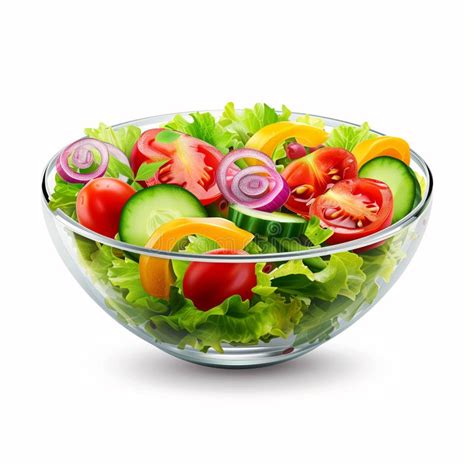 Crisp Vegetable Salad In Glass Bowl Perfect For Health And Culinary Websites Stock Illustration