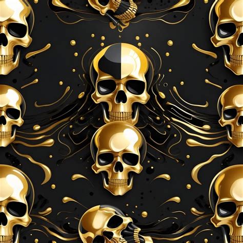 Premium Photo Black Skull Seamless Pattern