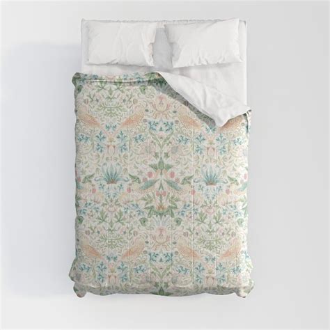 William Morris Strawberry Thief Cochineal Willow Comforter By