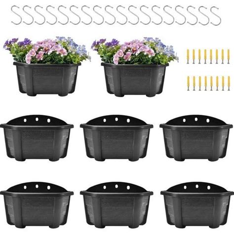 Lot De Pots De Fleurs Muraux En Plastique De Style R Tro Pour Balcon