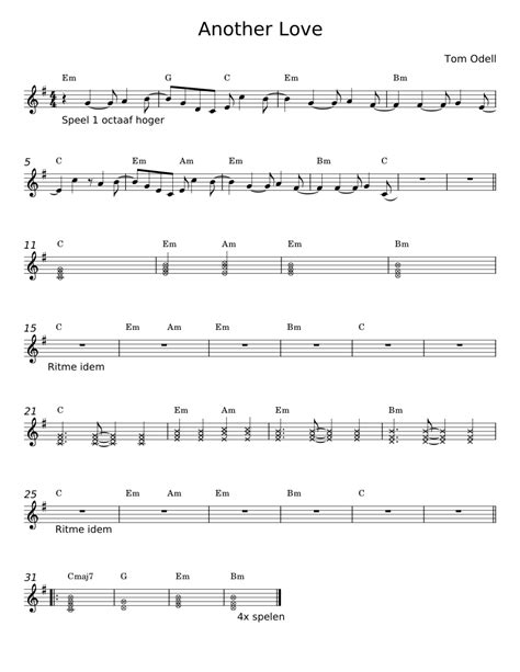 Another Love Tom Odell Sheet Music For Guitar Solo Musescore