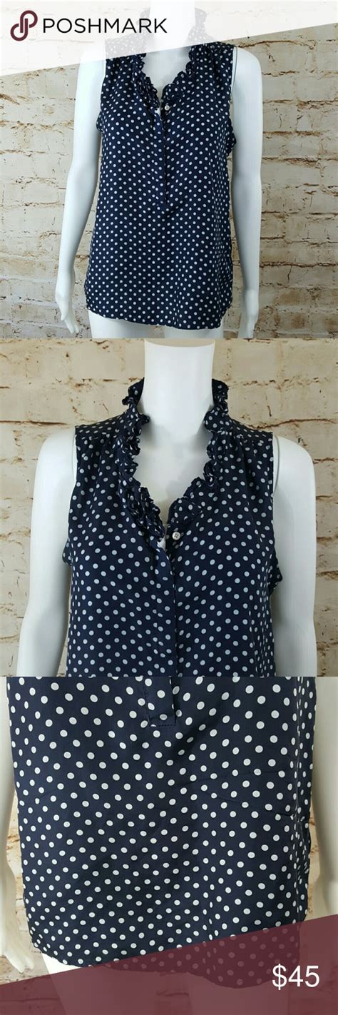 J Crew 100 Silk Polka Dot Sleeveless Blouse Sleeveless Blouse