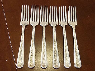 RARE SET OF 6 VINTAGE RODD BROCADE SILVER PLATE ENTREE FORKS