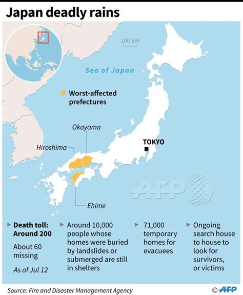 Map Of Japan Showing The Worst Affected Areas After Devastating Floods