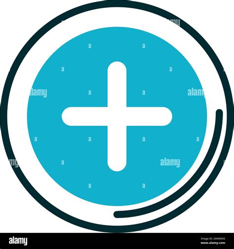 Cross Button Medical Icon Line Fill Vector Illustration Stock Vector