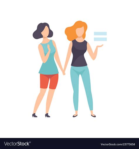 Two Girls Holding Hands Young Women Advocating Vector Image