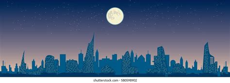 Winter Night Sky Cityscape Silhouette Vector Stock Vector Royalty Free