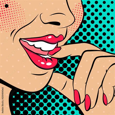 Sexy Pop Art Woman With Open Mouth Vector Background In Comic Style Retro Pop Art Stock 사진