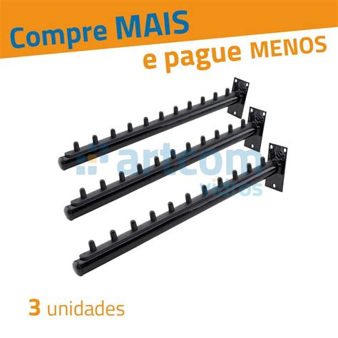 Kit Suporte De Cabide Para Parede Rt Inclinado Preto Unidades