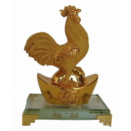 Rubber Finished Golden Rooster Statue with Big Ingot | Walmart Canada