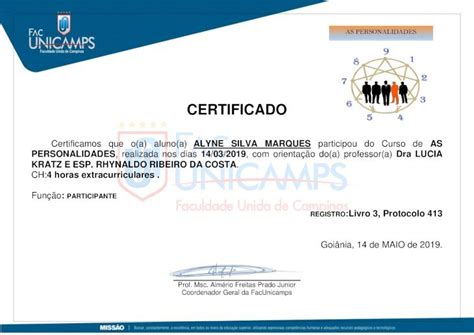 Pdf Certificado Facunicamps A Certificado Certificamos Que O A