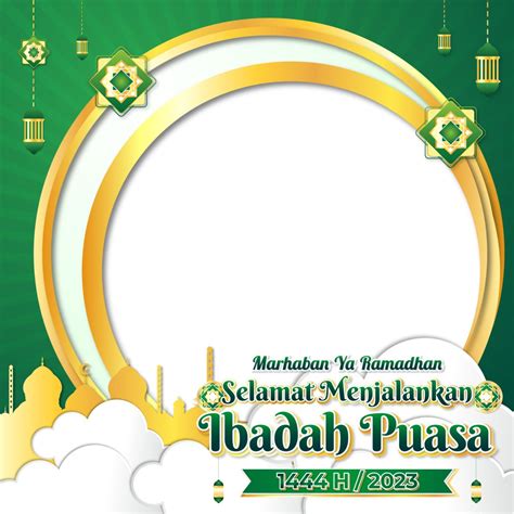 Marhaban Ya Ramadhan H Hijau Dengan Masjid Buat Twibbon Gratis