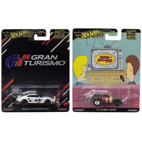 Hot Wheels Premium Pop Culture Nissan Gt R Nismo And Packin Pacer Set Miniature Toy Shop